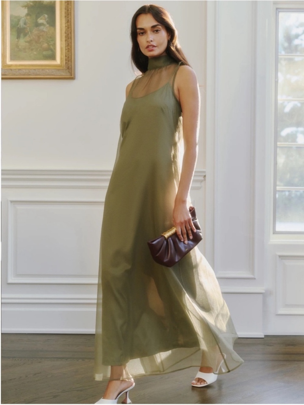 NWT CAARA Alette Organza
Elegant Moss Grey Olive Few
Moda Dress M,S,XL - Picture 8 of 10